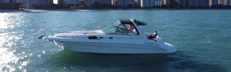 Port side picture of a Chicago Boat Rentals Yacht on Lake Michigan